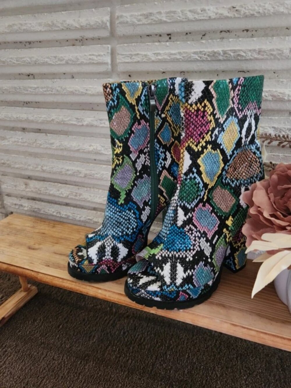 Colorful Snakeskin Boots